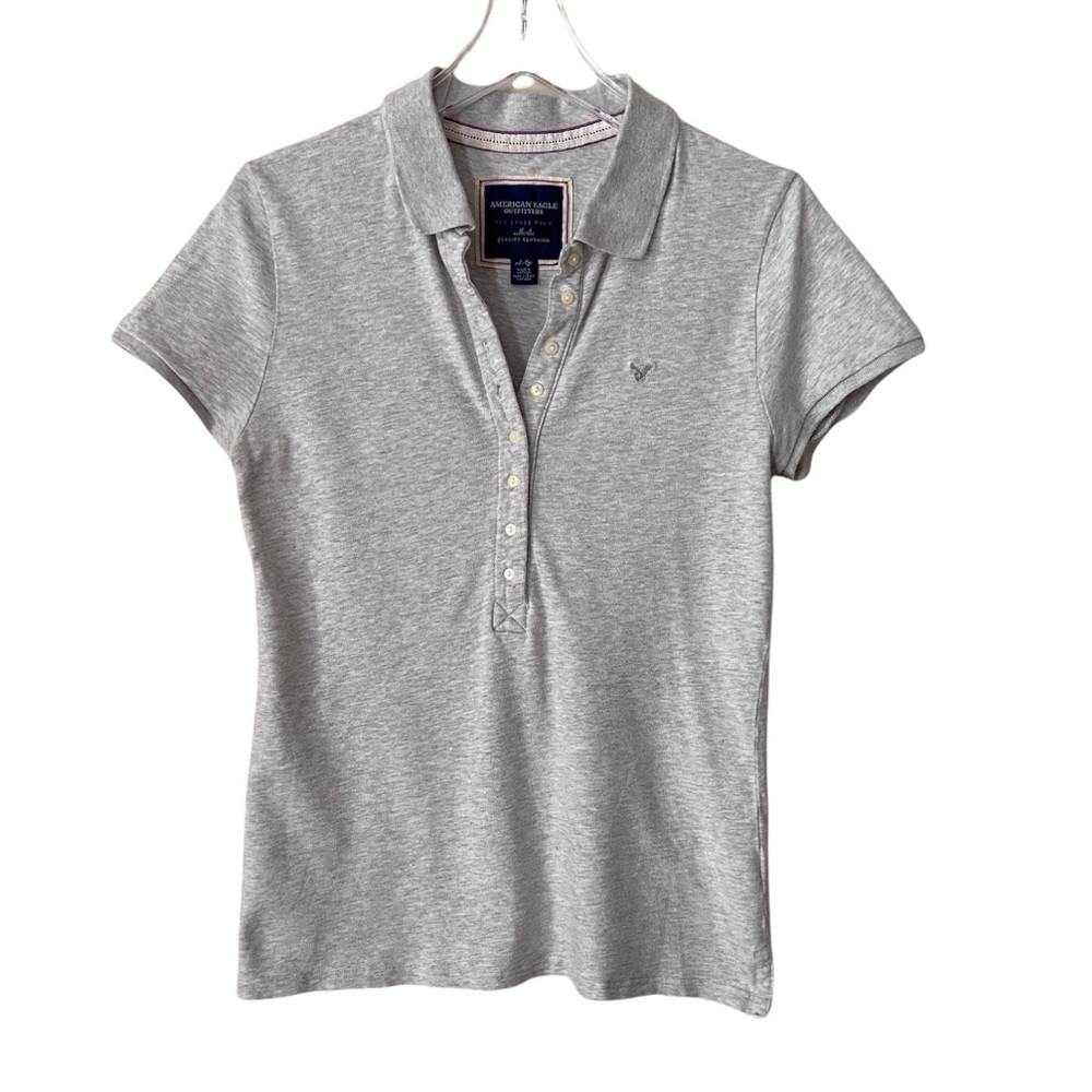 American Eagle Women’s Gray Polo Shirt XL